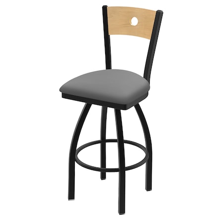 Holland Bar Stool Co 25" Swivel Counter Stool, Black Wrinkle, Nat Back, Canter Grey Seat 83025BWNatMplB007